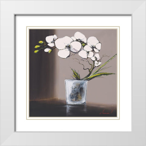 Volutes dorchide es blanches II White Modern Wood Framed Art Print with Double Matting by Tramoni, Oliver