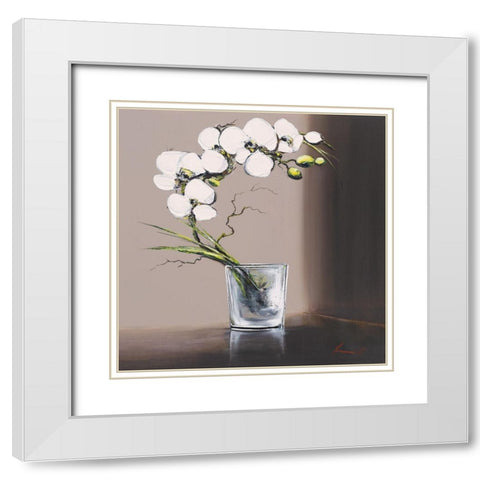 Volutes dorchide es blanches I White Modern Wood Framed Art Print with Double Matting by Tramoni, Oliver