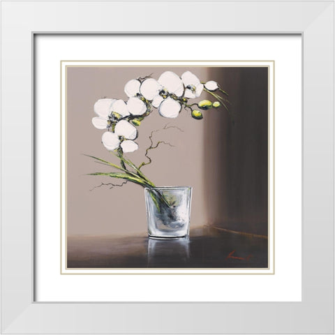 Volutes dorchide es blanches I White Modern Wood Framed Art Print with Double Matting by Tramoni, Oliver
