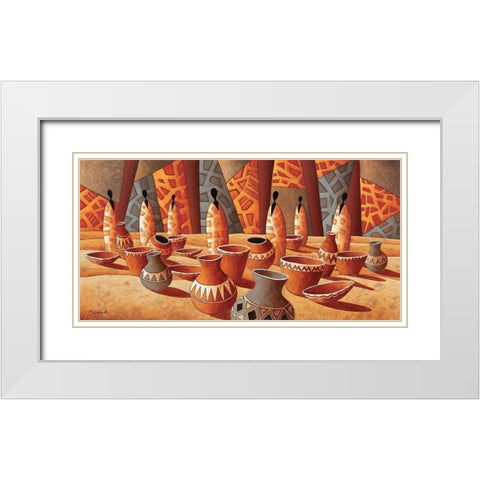 Le marche aux poteries White Modern Wood Framed Art Print with Double Matting by Moga