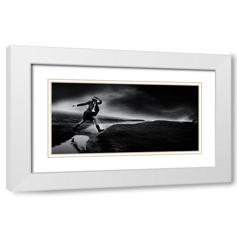 Jump White Modern Wood Framed Art Print with Double Matting by Marchand, Philippe