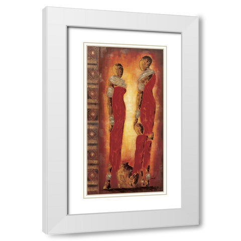 Femmes massai White Modern Wood Framed Art Print with Double Matting by Johanna