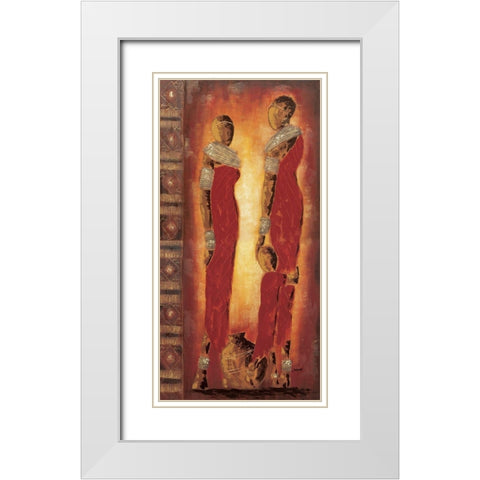 Femmes massai White Modern Wood Framed Art Print with Double Matting by Johanna