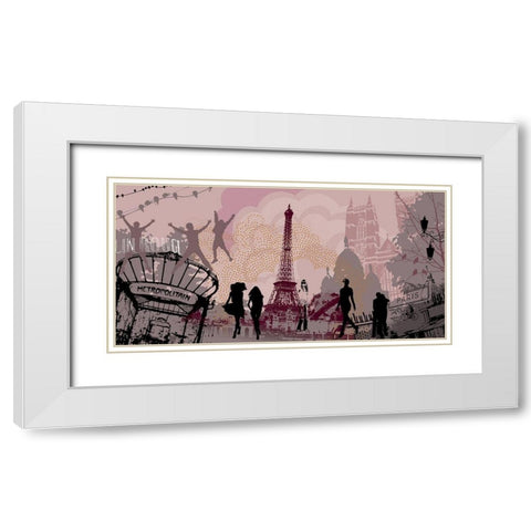 Paris with love White Modern Wood Framed Art Print with Double Matting by Farkas, Atelier