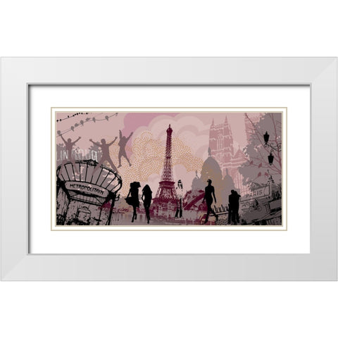 Paris with love White Modern Wood Framed Art Print with Double Matting by Farkas, Atelier