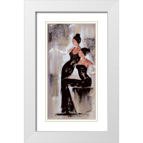 Histoires de filles I White Modern Wood Framed Art Print with Double Matting by Johanna