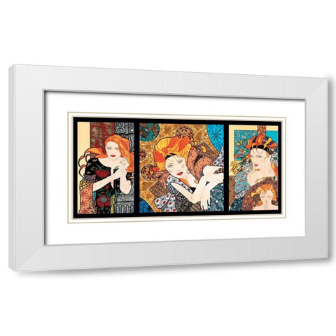 Composition 1 White Modern Wood Framed Art Print with Double Matting by Stampfer, Sophie