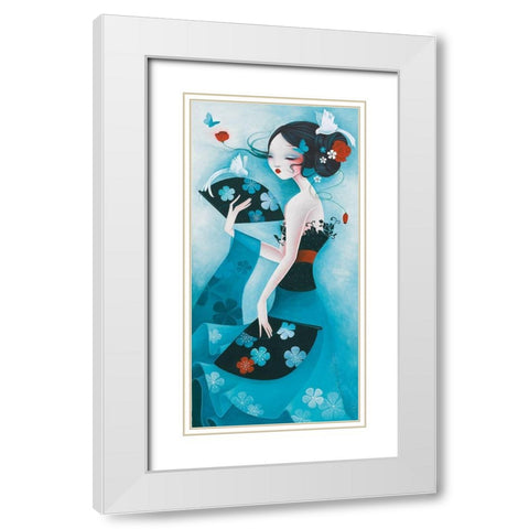 Colombes White Modern Wood Framed Art Print with Double Matting by Sybile