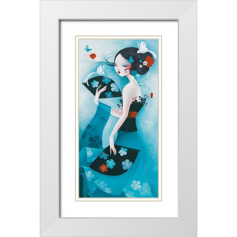 Colombes White Modern Wood Framed Art Print with Double Matting by Sybile