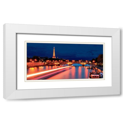 La Seine, Paris White Modern Wood Framed Art Print with Double Matting by Rodriguez, Frederic