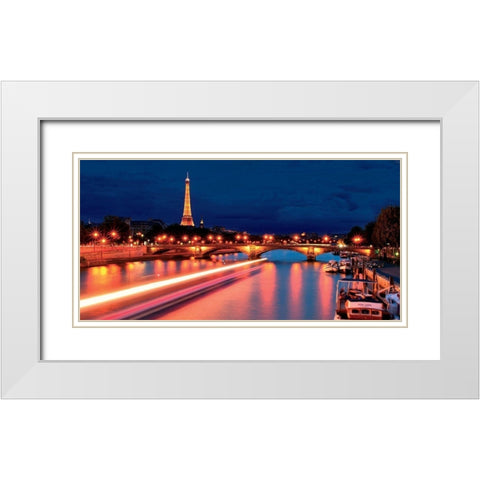 La Seine, Paris White Modern Wood Framed Art Print with Double Matting by Rodriguez, Frederic