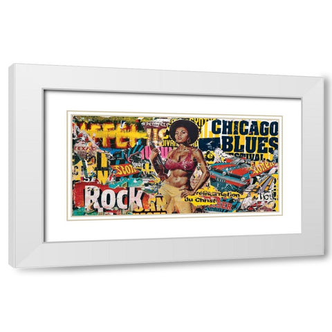Chicago blues White Modern Wood Framed Art Print with Double Matting by Durrey, Laurent