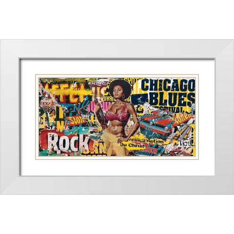 Chicago blues White Modern Wood Framed Art Print with Double Matting by Durrey, Laurent