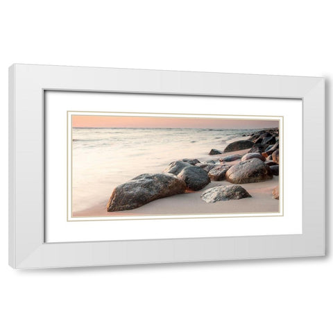 Rochers sur la plage White Modern Wood Framed Art Print with Double Matting by Braun Studio