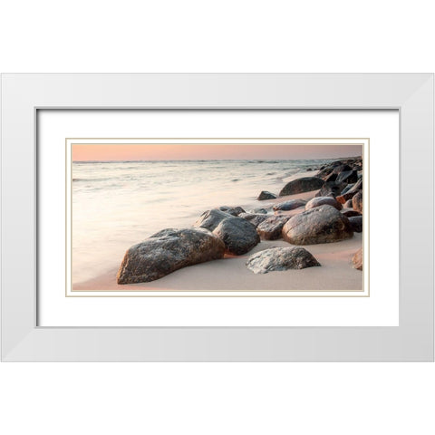 Rochers sur la plage White Modern Wood Framed Art Print with Double Matting by Braun Studio