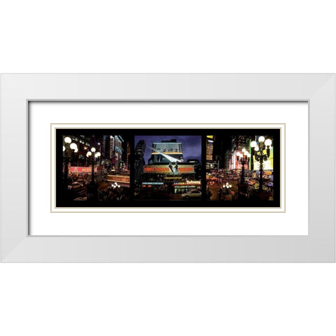 Manhattan Nights White Modern Wood Framed Art Print with Double Matting by Setboun, Michel
