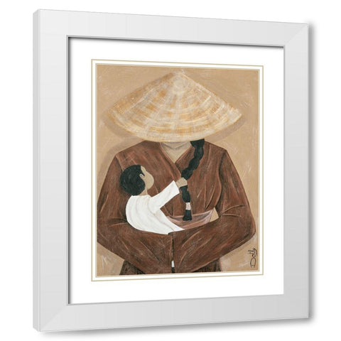 La femme et lenfant White Modern Wood Framed Art Print with Double Matting by Dothy