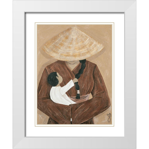 La femme et lenfant White Modern Wood Framed Art Print with Double Matting by Dothy