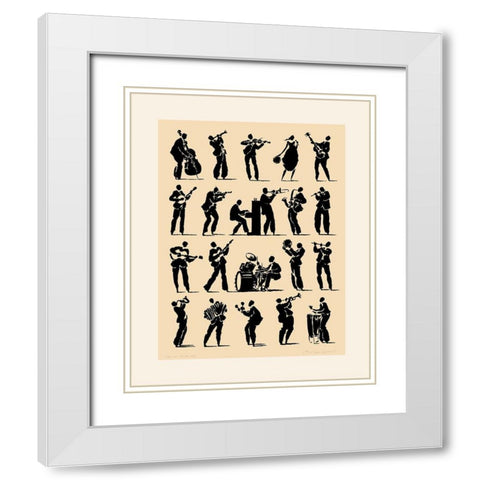 Jazz White Modern Wood Framed Art Print with Double Matting by Geraud, Philippe