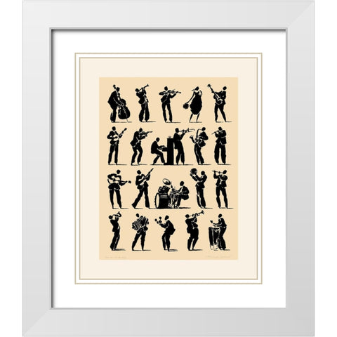Jazz White Modern Wood Framed Art Print with Double Matting by Geraud, Philippe