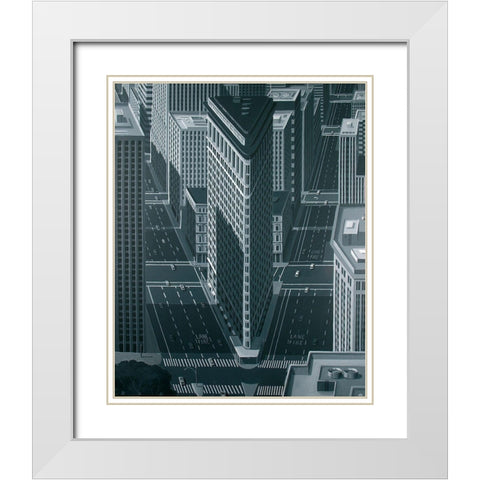 Flatiron from North White Modern Wood Framed Art Print with Double Matting by Peyret, Eric