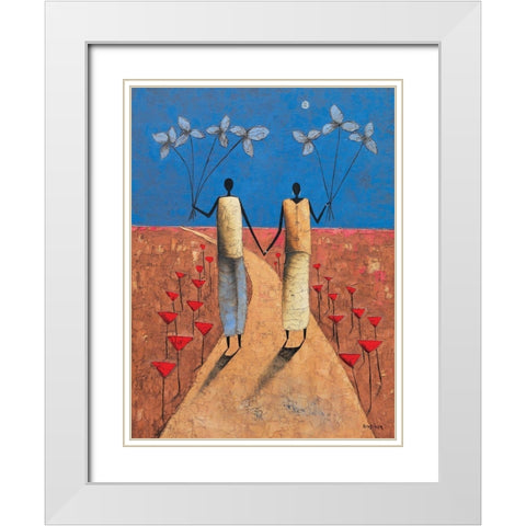 En chemin White Modern Wood Framed Art Print with Double Matting by Rauscher, Michel