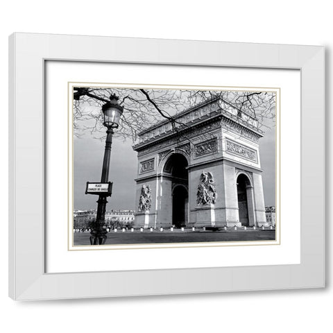 LArc de Triomphe deserte White Modern Wood Framed Art Print with Double Matting by Carrara, Antoine