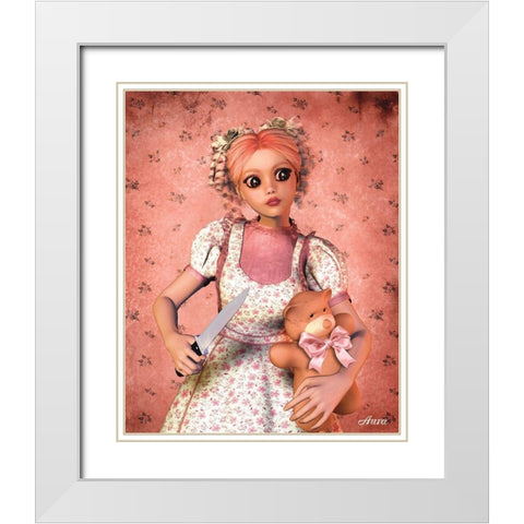 Chaotic Kitty White Modern Wood Framed Art Print with Double Matting by Aura