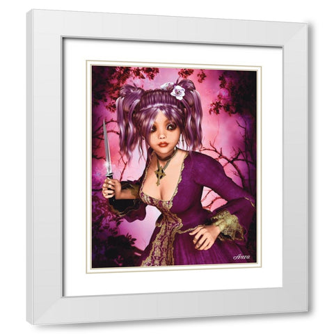 Damaged Rose White Modern Wood Framed Art Print with Double Matting by Aura