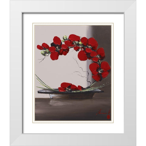 Panache dorchideÂ´es II White Modern Wood Framed Art Print with Double Matting by Tramoni, Oliver