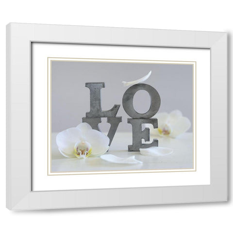 Love Grey II White Modern Wood Framed Art Print with Double Matting by Chatelain, Sonia