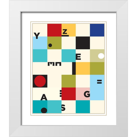 Constructivisme White Modern Wood Framed Art Print with Double Matting by Braun Studio