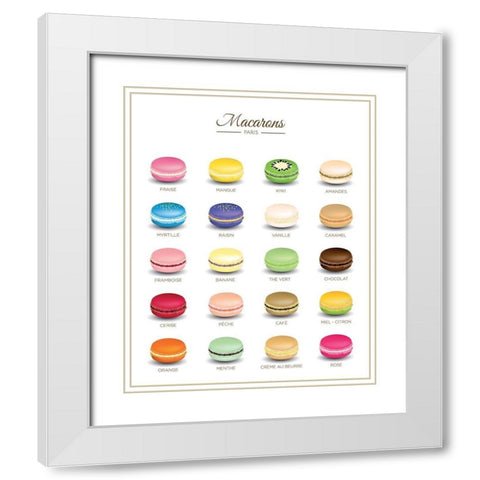 Macarons Menu White Modern Wood Framed Art Print with Double Matting by Braun Studio