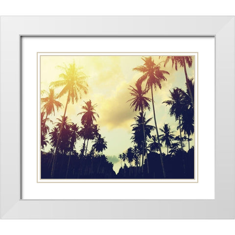Palmiers 2 White Modern Wood Framed Art Print with Double Matting by Braun Studio