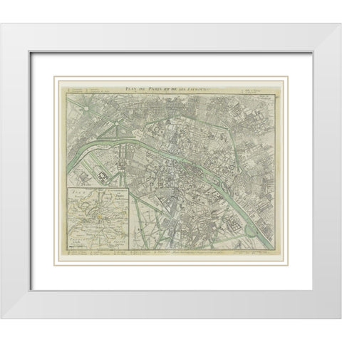 Plan Paris 2 White Modern Wood Framed Art Print with Double Matting by Braun Studio