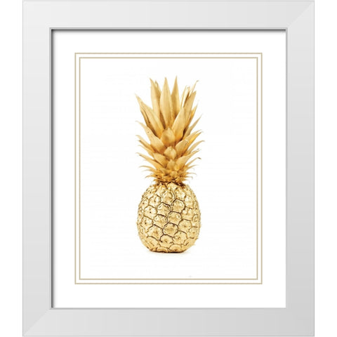 Gold pineapple White Modern Wood Framed Art Print with Double Matting by Braun Studio