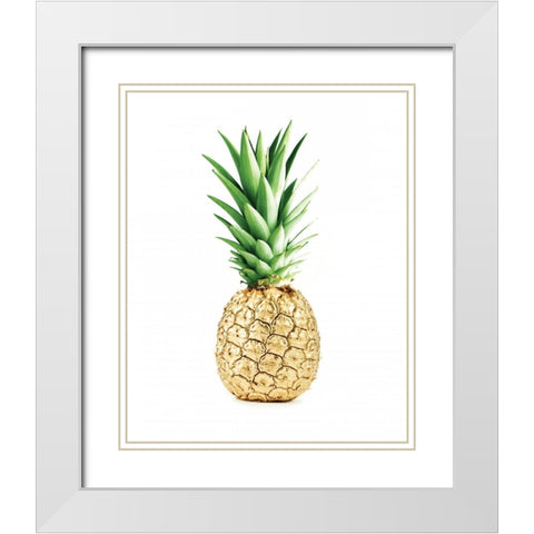 Green pineapple White Modern Wood Framed Art Print with Double Matting by Braun Studio