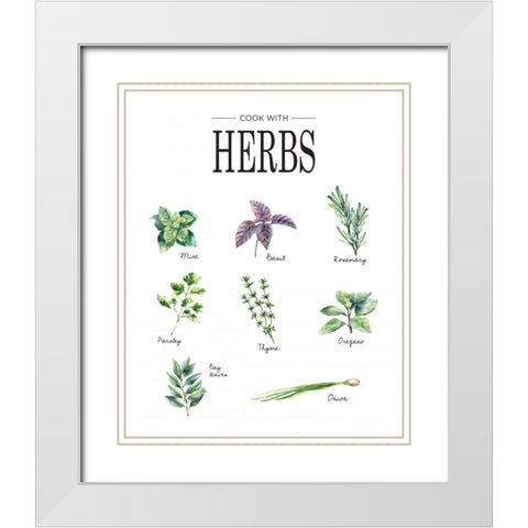 Herbs White Modern Wood Framed Art Print with Double Matting by Braun Studio