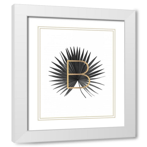 Palm Leaf with Gold White Modern Wood Framed Art Print with Double Matting by Braun Studio