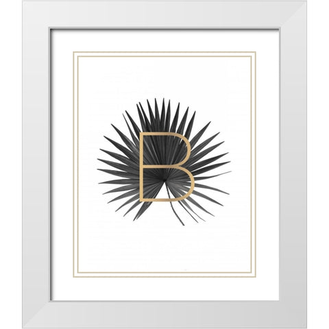 Palm Leaf with Gold White Modern Wood Framed Art Print with Double Matting by Braun Studio