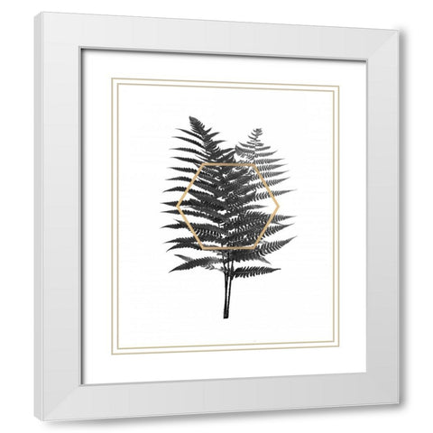Fern Leaf with Gold White Modern Wood Framed Art Print with Double Matting by Braun Studio