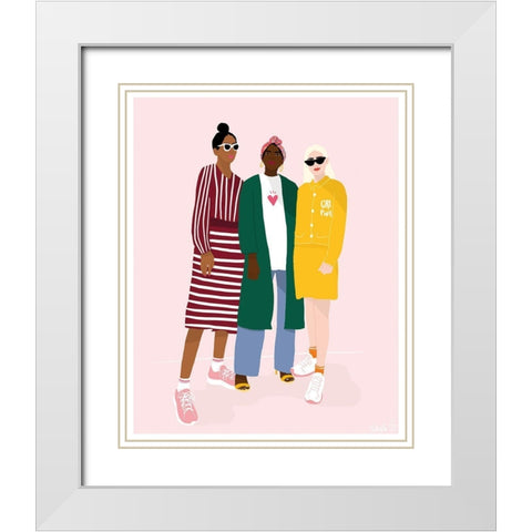Girlfriends White Modern Wood Framed Art Print with Double Matting by BRAUN Studio