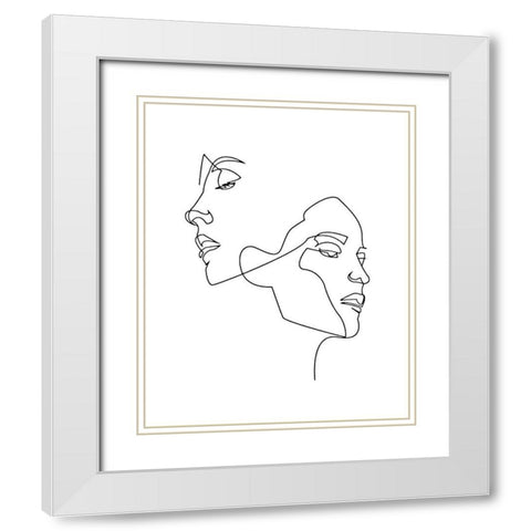 Visages White Modern Wood Framed Art Print with Double Matting by BRAUN Studio
