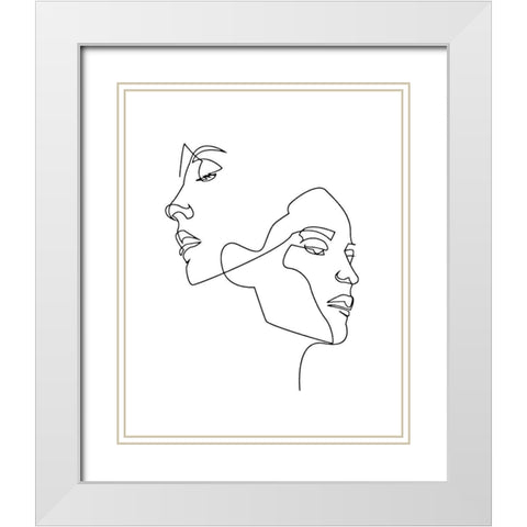 Visages White Modern Wood Framed Art Print with Double Matting by BRAUN Studio