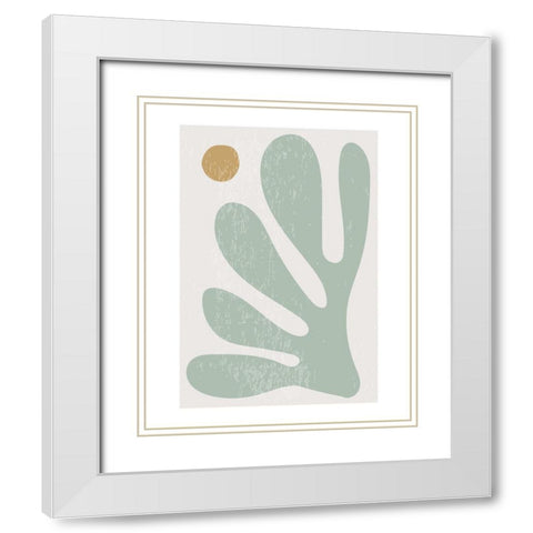 Feuille 3 White Modern Wood Framed Art Print with Double Matting by BRAUN Studio