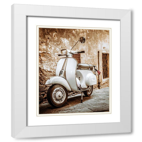 Vespa White Modern Wood Framed Art Print with Double Matting by BRAUN Studio