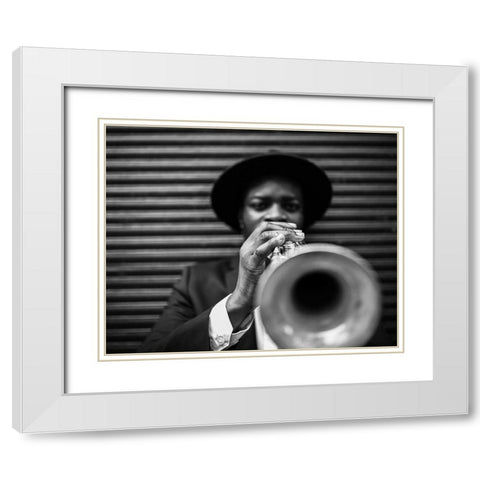 Trumpet White Modern Wood Framed Art Print with Double Matting by BRAUN Studio