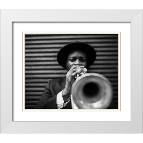 Trumpet White Modern Wood Framed Art Print with Double Matting by BRAUN Studio