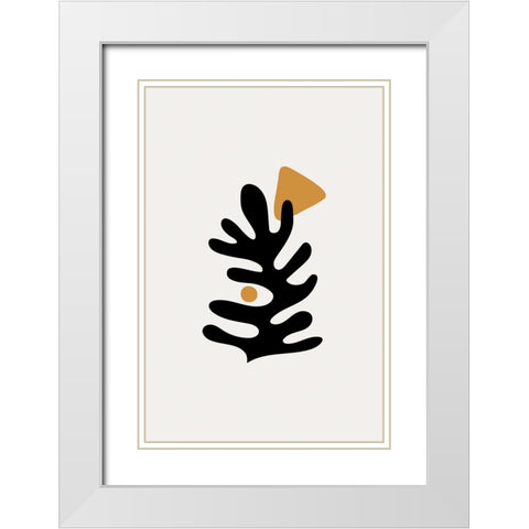 Braun Studio - Feuille abstraite White Modern Wood Framed Art Print with Double Matting by Braun Studio