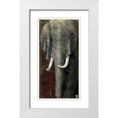 Elephant du Kenya White Modern Wood Framed Art Print with Double Matting by Arietti, Fabienne